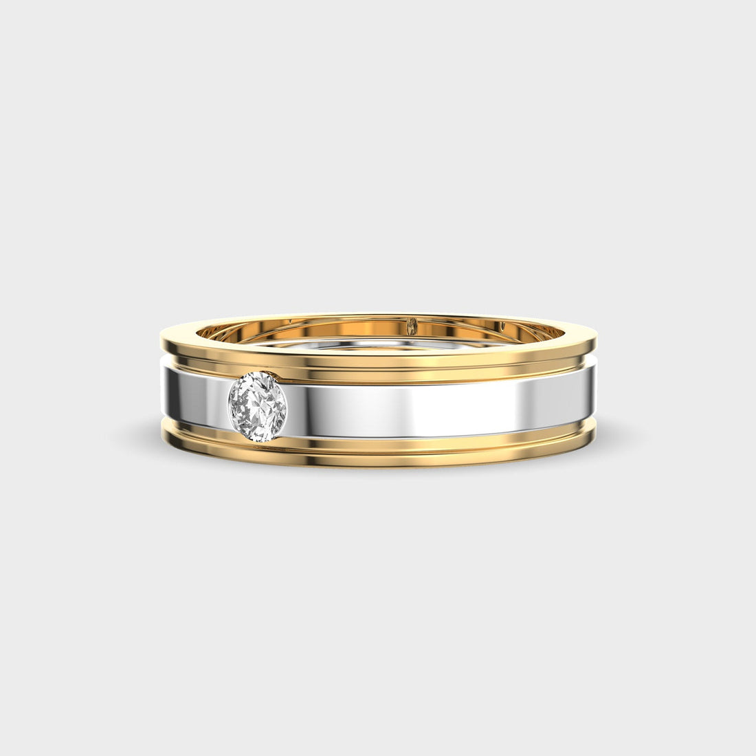 Round Cut Solitaire Moissanite Men's Wedding Band