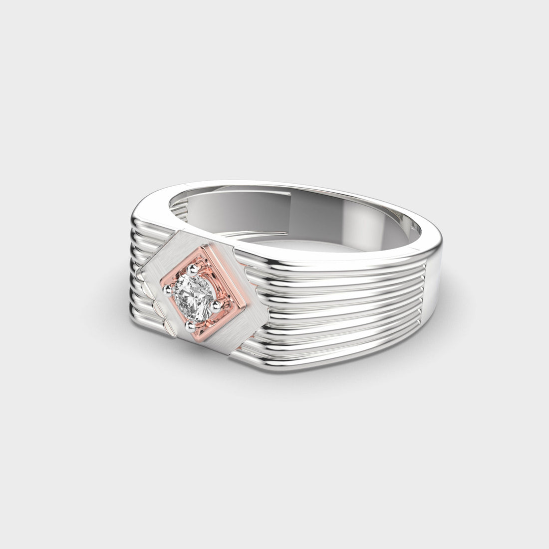 Round Diamond Solitaire Men's Engageemtn Ring In White Gold