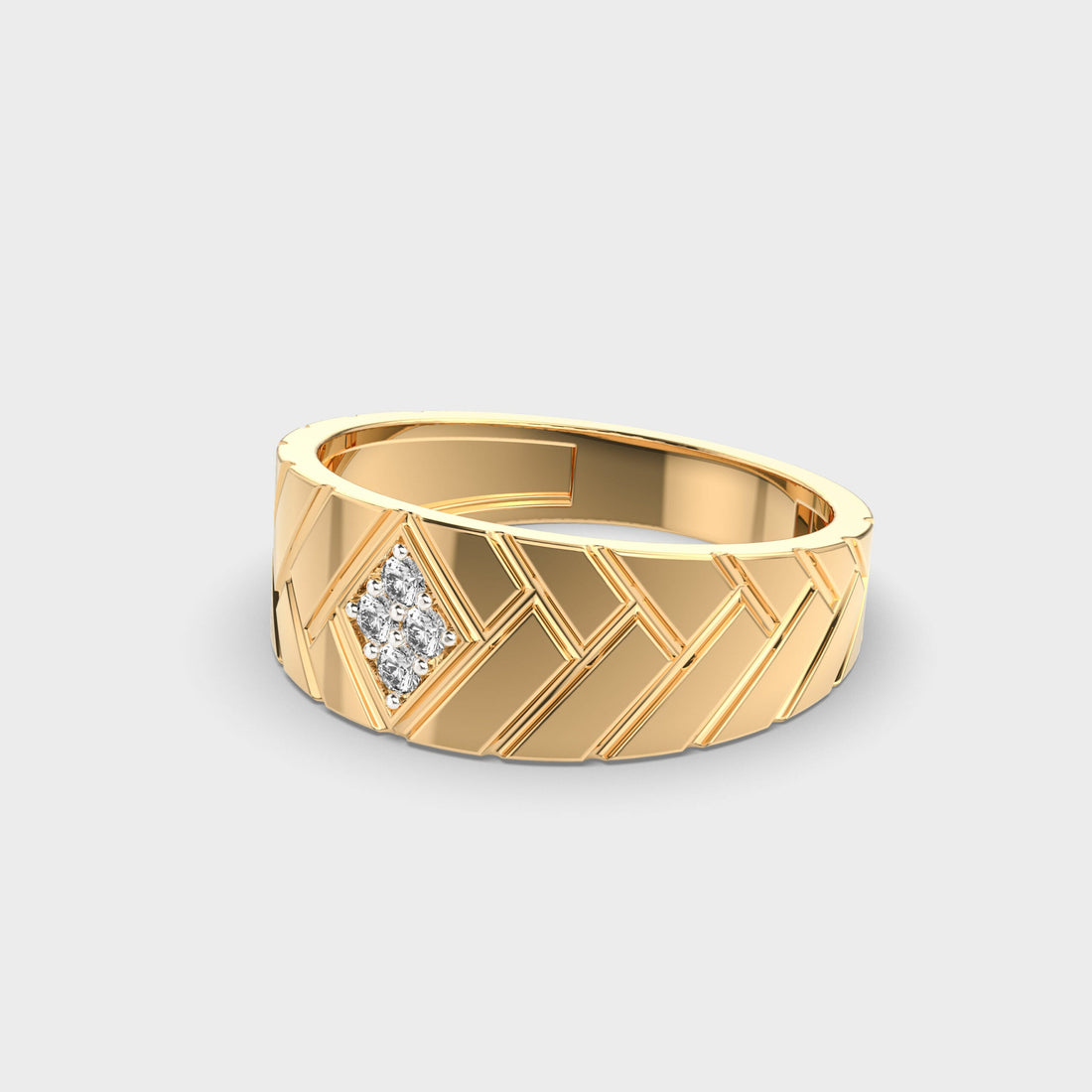 0.10TCW Anillo de Boda de Oro de Corte Redondo para Hombre