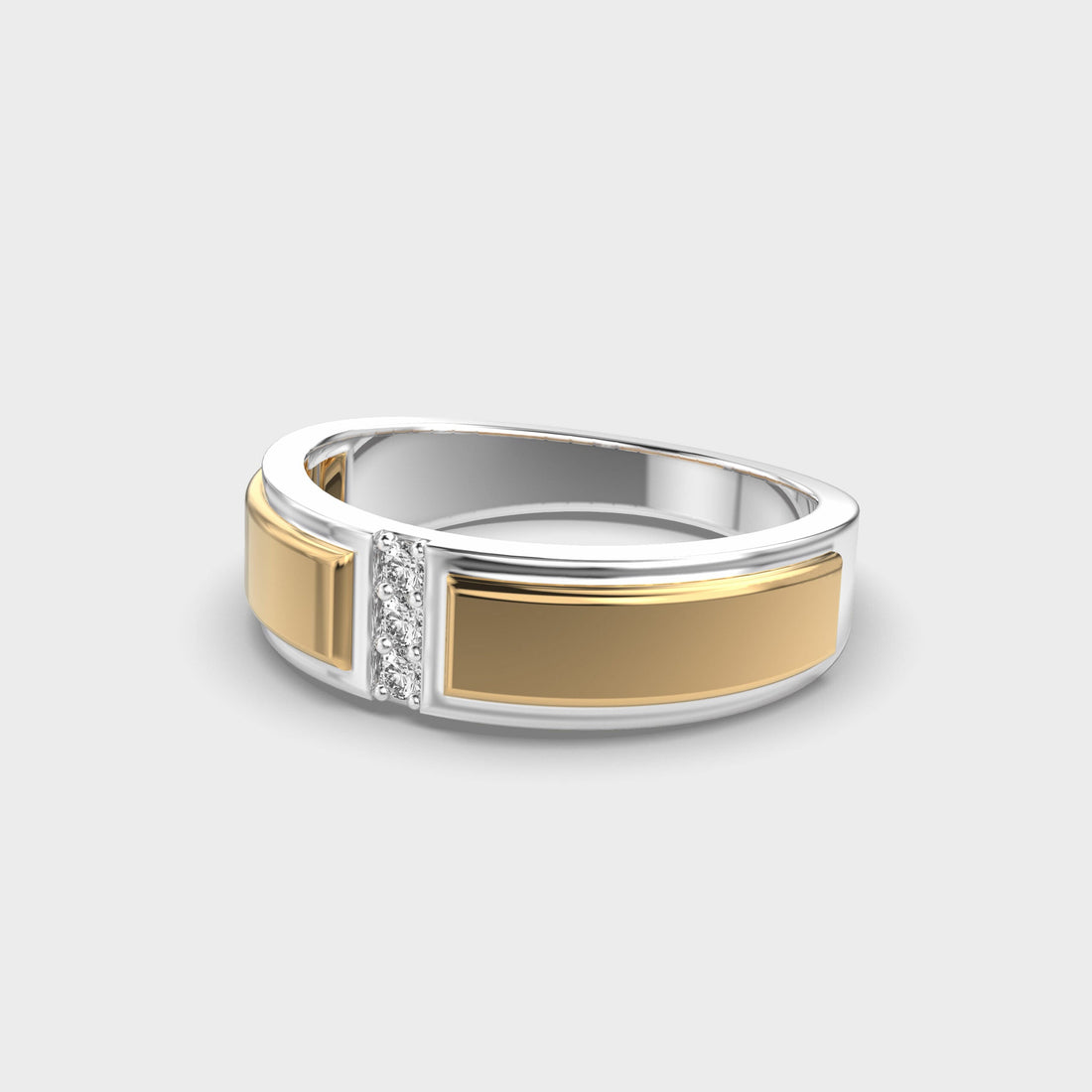 Round Cut Three Stone Men's Wedding Band