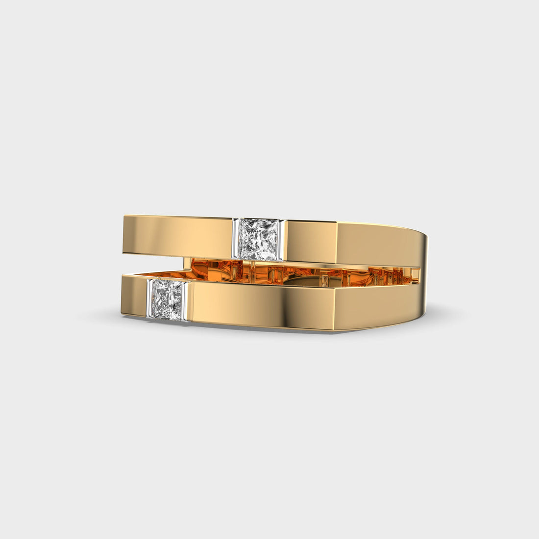 Princess Diamond Moissanite Men's Ring In Gold
