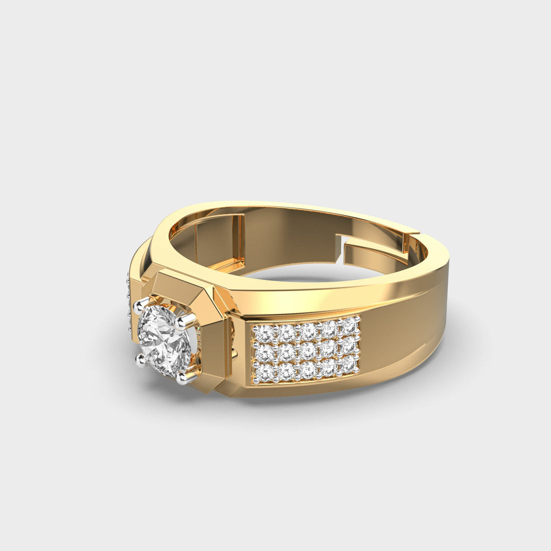 Anillo de compromiso de hombre con diamantes en racimo de corte redondo de 0,50 CT