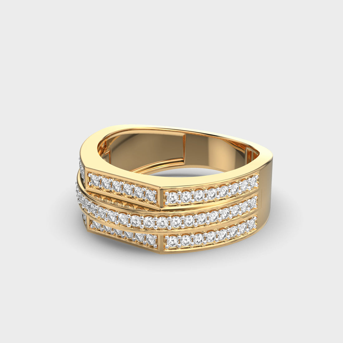 0.70 TCW Round Diamond Pave Men's Wedding Band