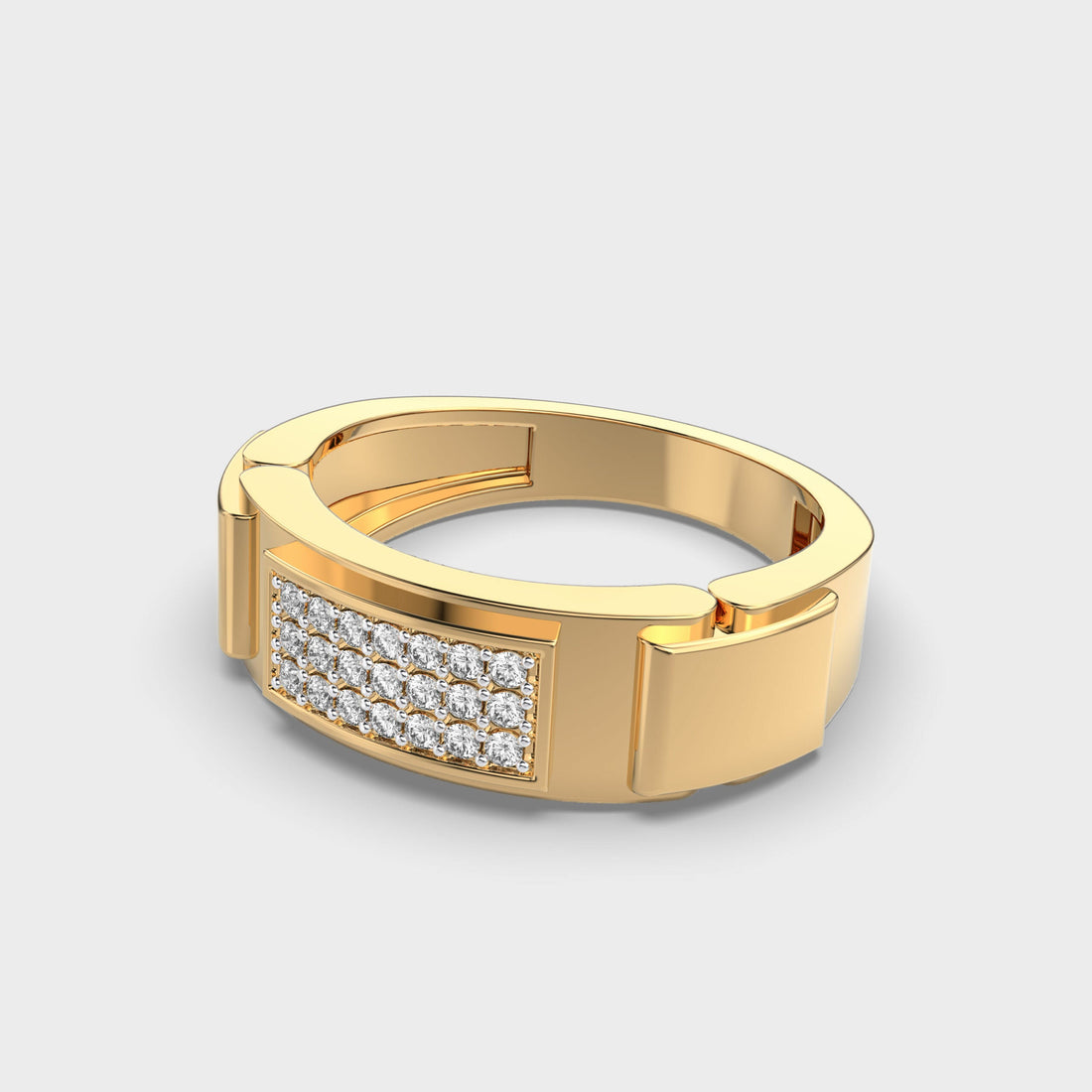 Round Cut Cluster Diamond Men's Golden Wedding Ring