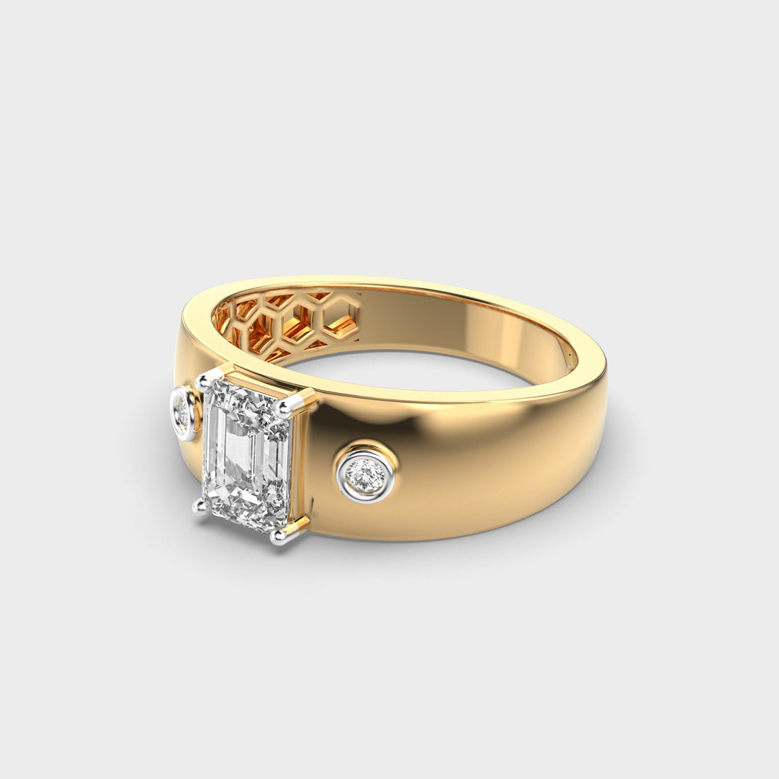 1.0CT Emerald Cut Unique Three Stone Men's Engagement Ring