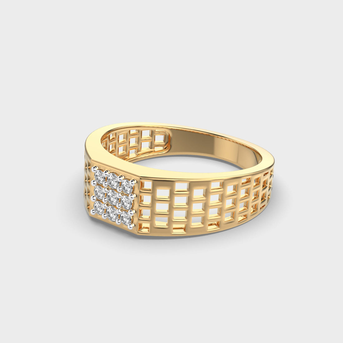 Round Diamond Moissanite Men's Engagement Ring In Gold