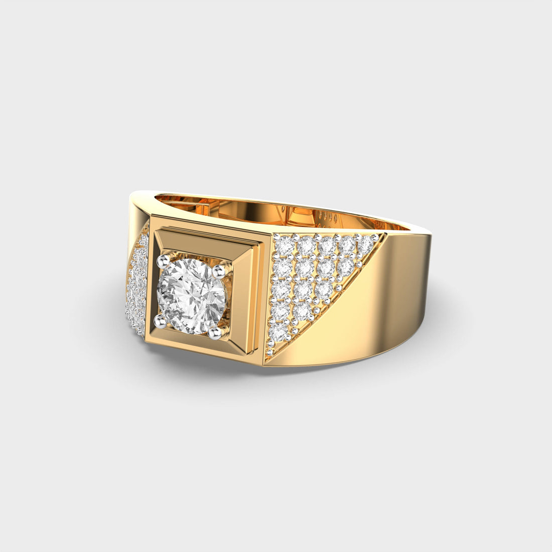 Anillo de compromiso de hombre con diamantes en racimo de corte redondo de 0,50 CT