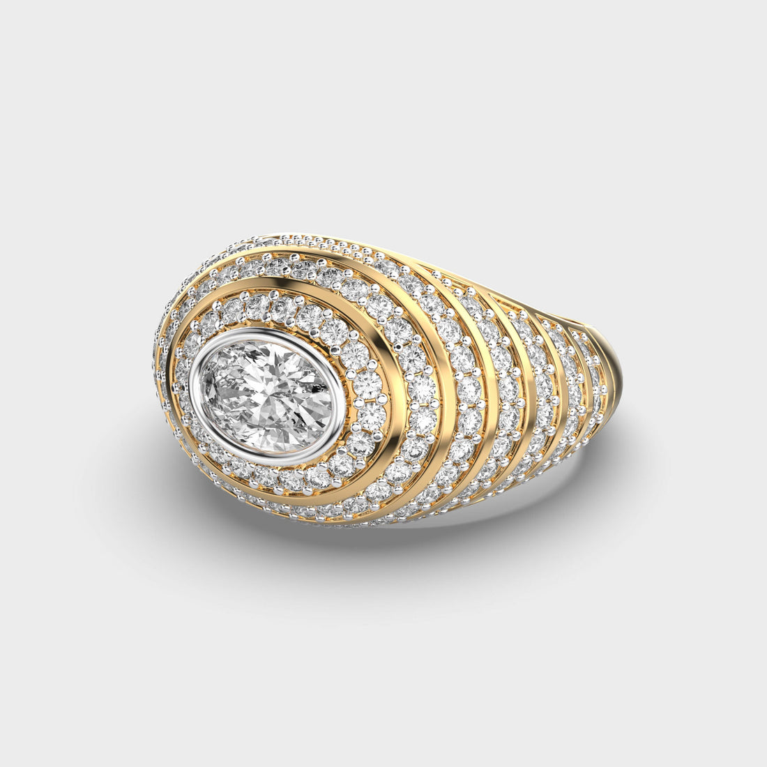 0.75CT Oval Cut Cluster Men's Engagement Ring In Gold