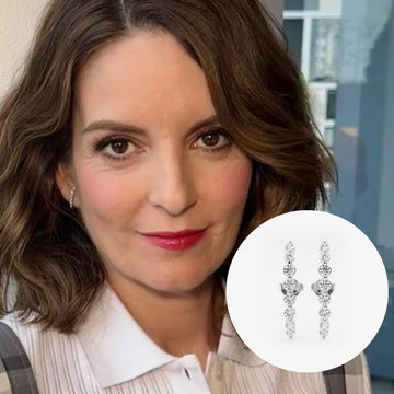 Tina Fey Inspired Round Cut Diamond Unique Stud Earrings