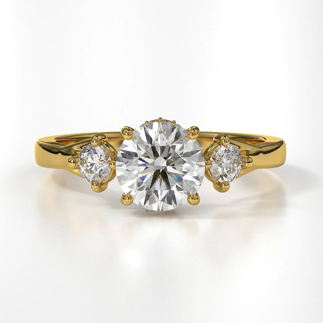 Hidden Halo Round Diamond Engagement Ring: Pave Setting, Lab-Grown Diamond