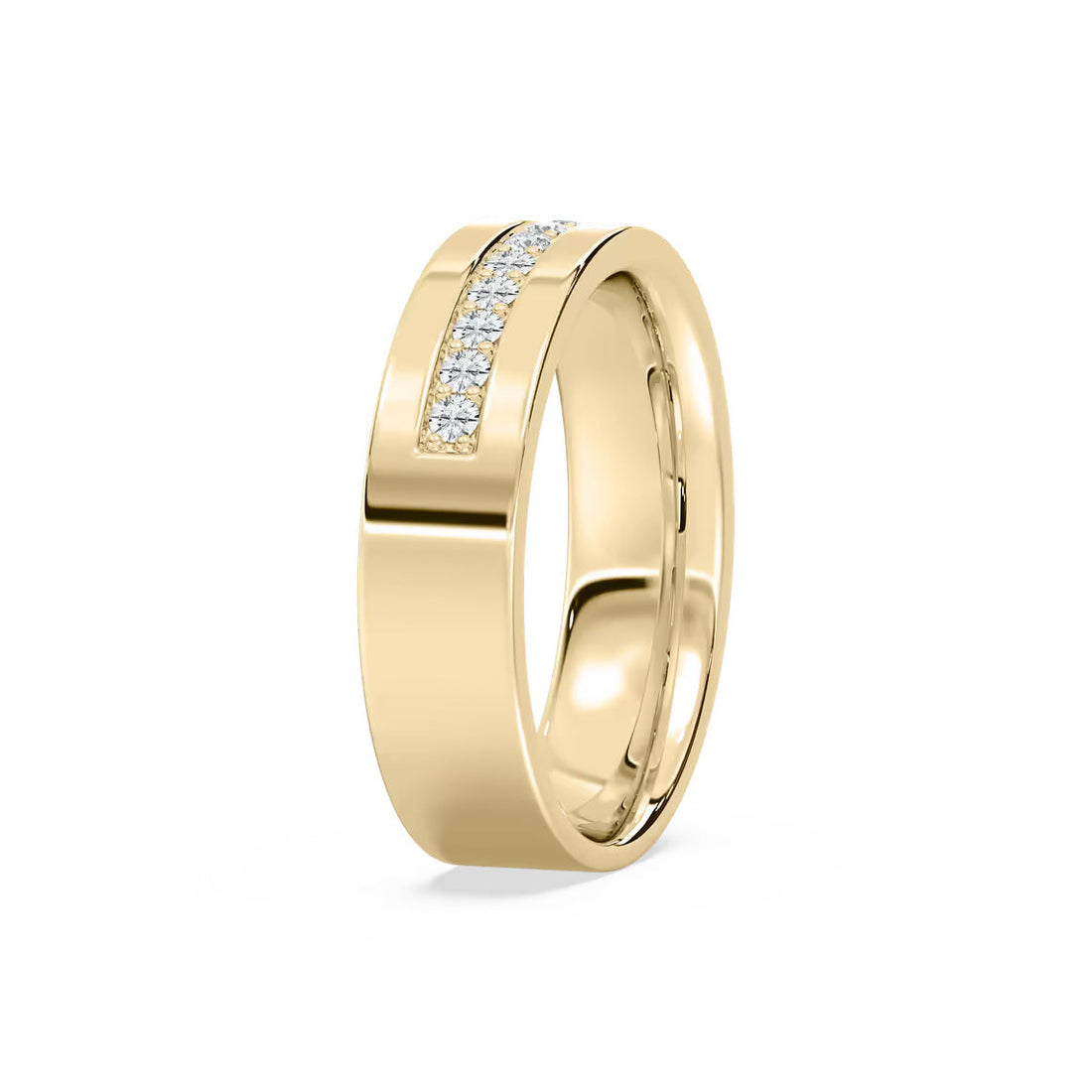 Round Cut Diamond Pave Setting Haf Eternity Men's Wedding Band