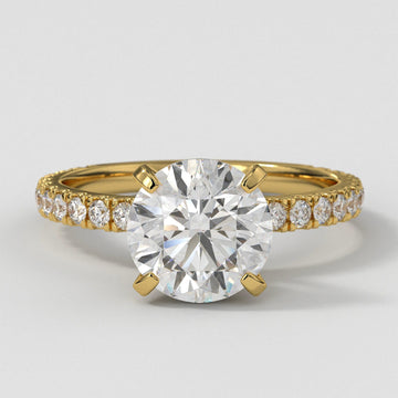 3 CT Lab Grown Diamond Engagement Ring: 14K White Gold Pave Setting