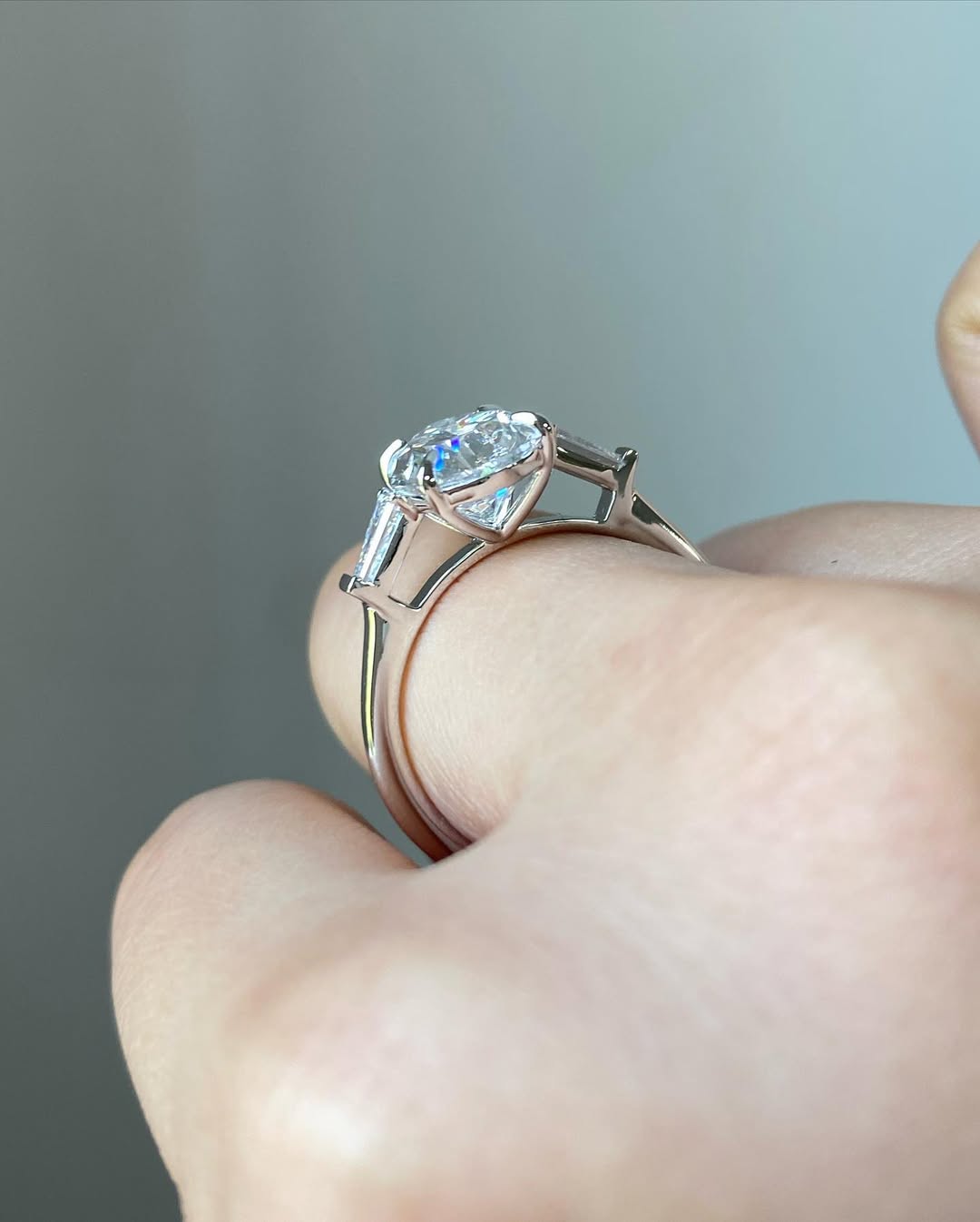 Pear 3 Stone Engagement Ring