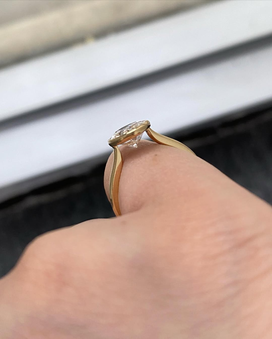 Oval Bezel Diamond Ring