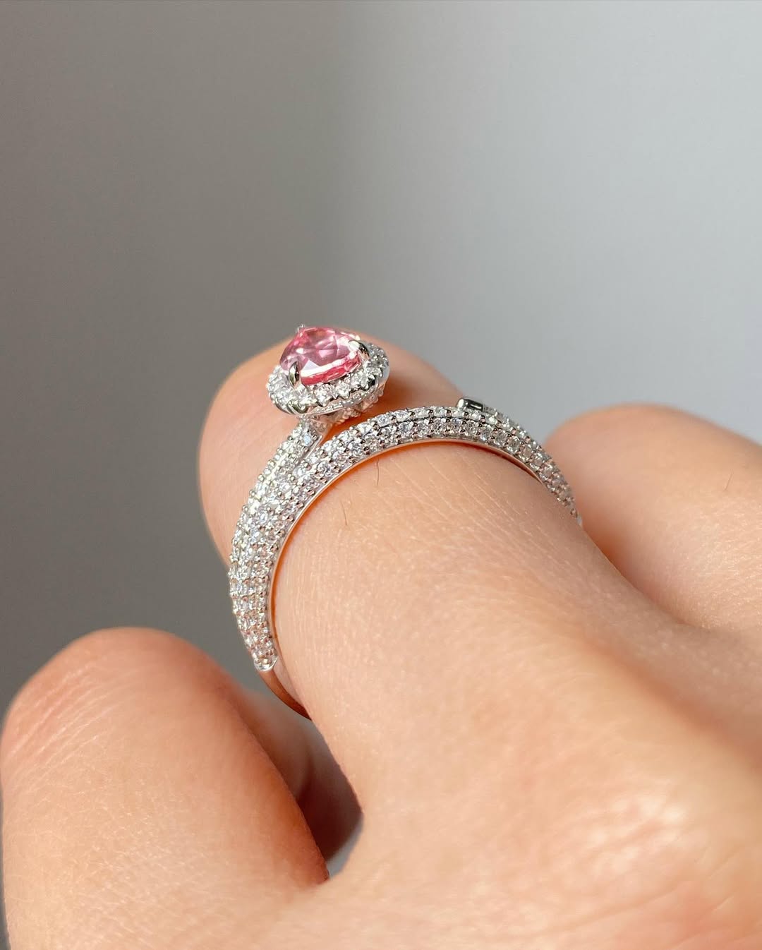 Pink Pear Diamond Cocktail Ring