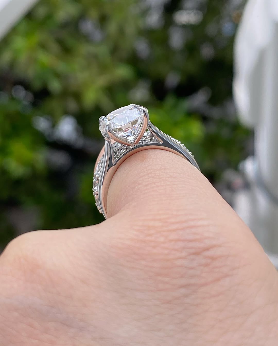 Round Diamond Solitaire Engagement Ring with Stacking Band