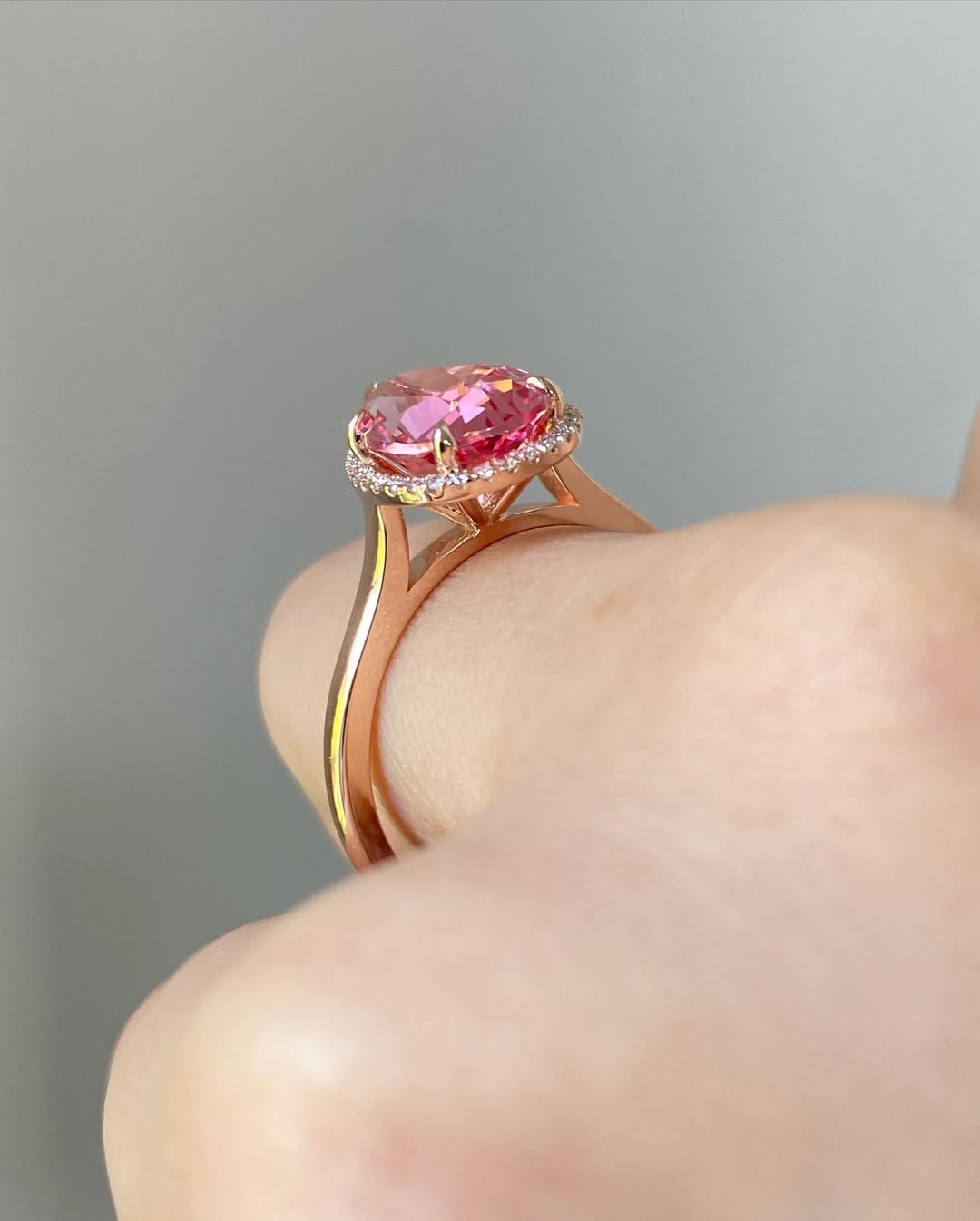 Intense Pink Pear Diamond Ring