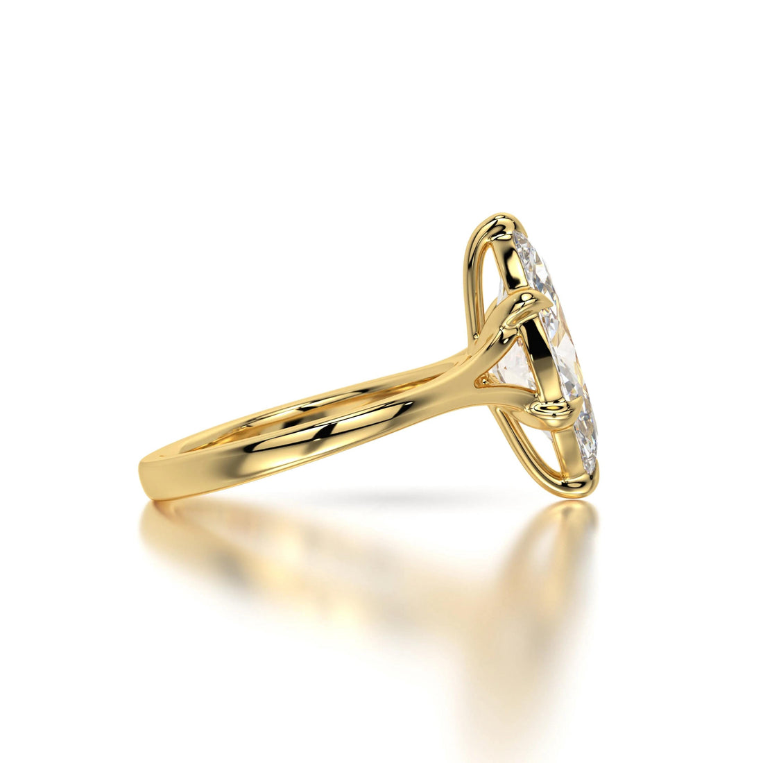 3 CT Lab Grown Diamond Marquise Engagement Ring: Two-Way Solid Gold Solitaire