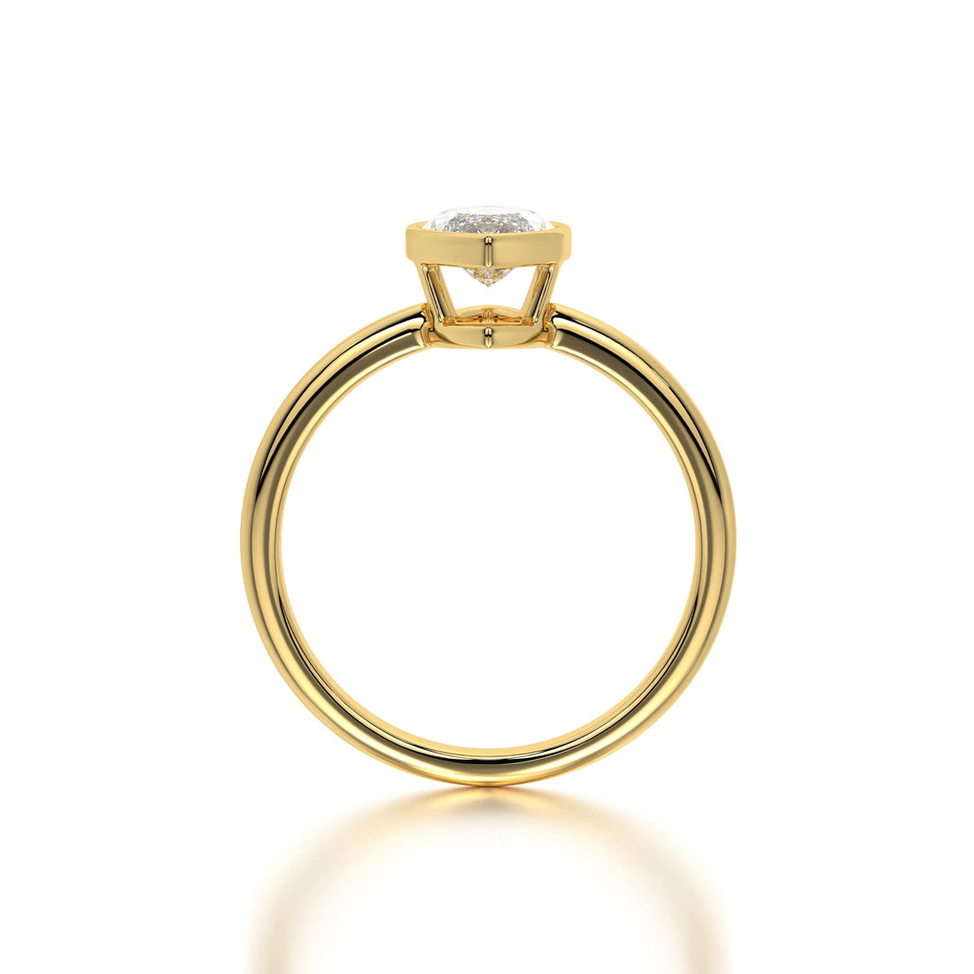 3 CT Marquise Lab Diamond Bezel Ring: 14k Gold Engagement Ring