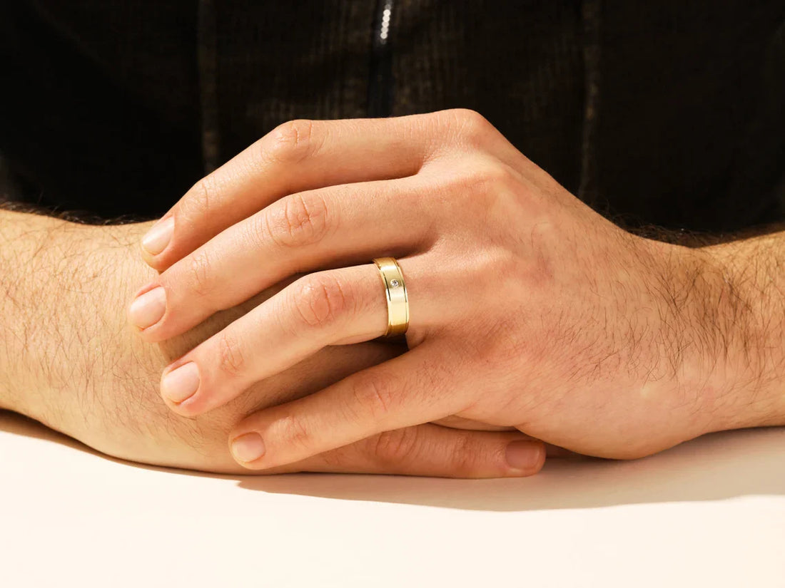2.0MM Round Diamond Flush Setting Men's Wedding Band