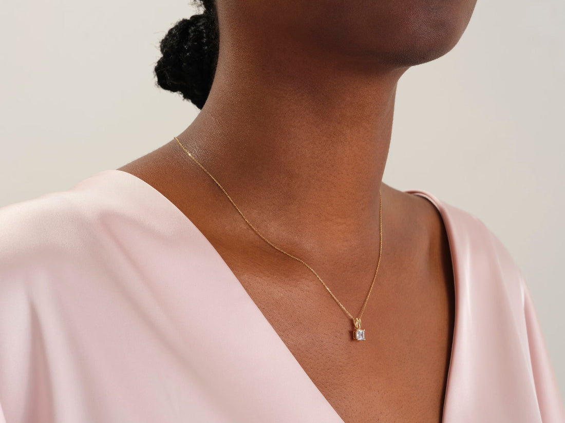Asscher Cut Diamond Moissanite Necklace for Women