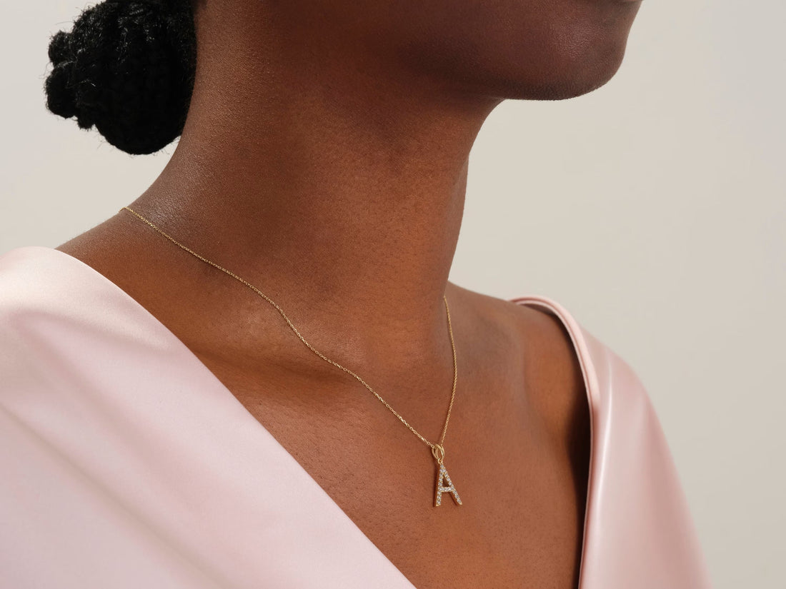 Alphabet Letter Moissanite Diamond Necklace for Women