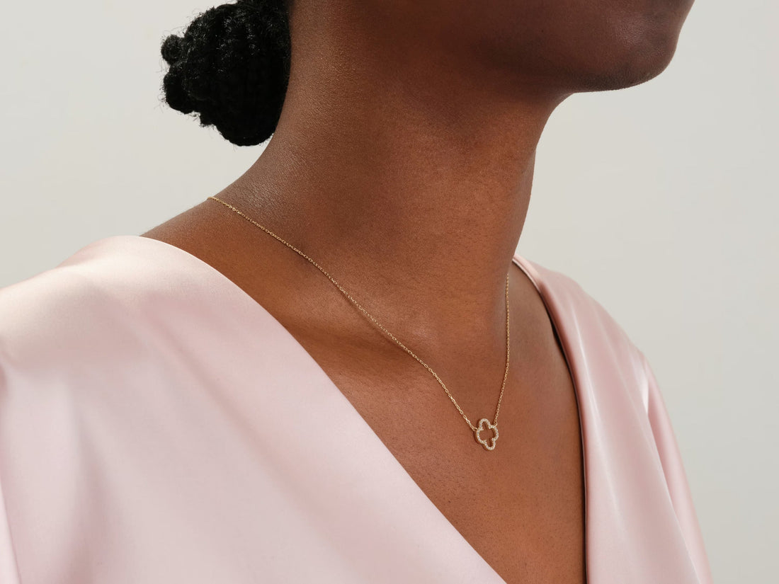 Clover Moissanite Diamond Necklace for Women