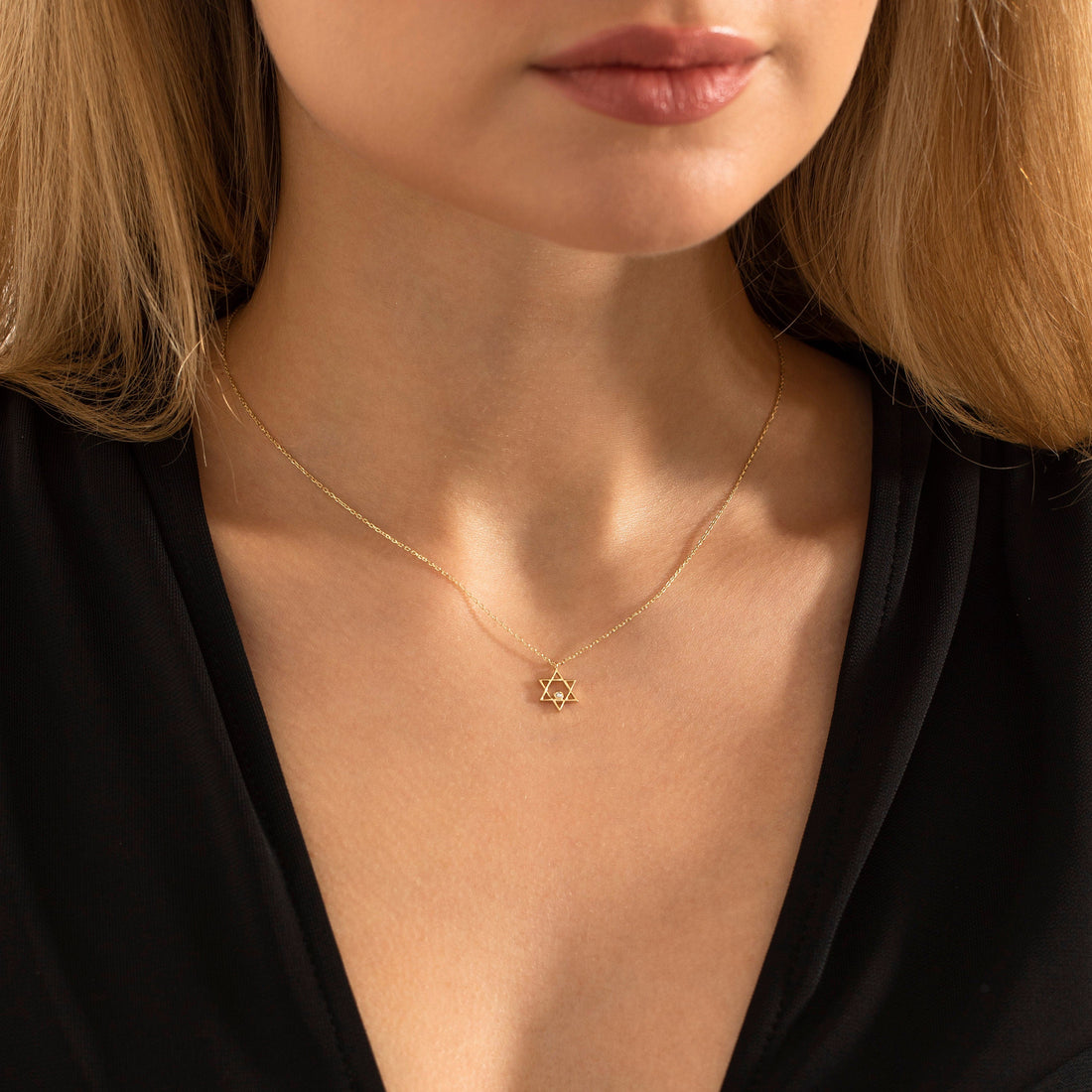 Collar con Colgante de Moissanita y Diamante Estrella de David para Mujer