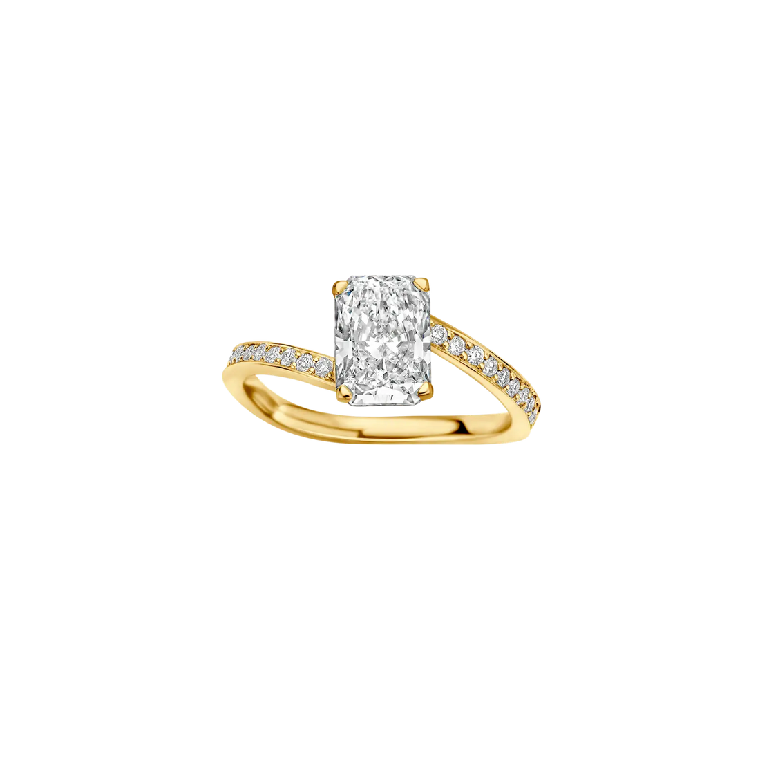 1.50CT Radiant Cut Pave Setting Moissanite Engagement Ring