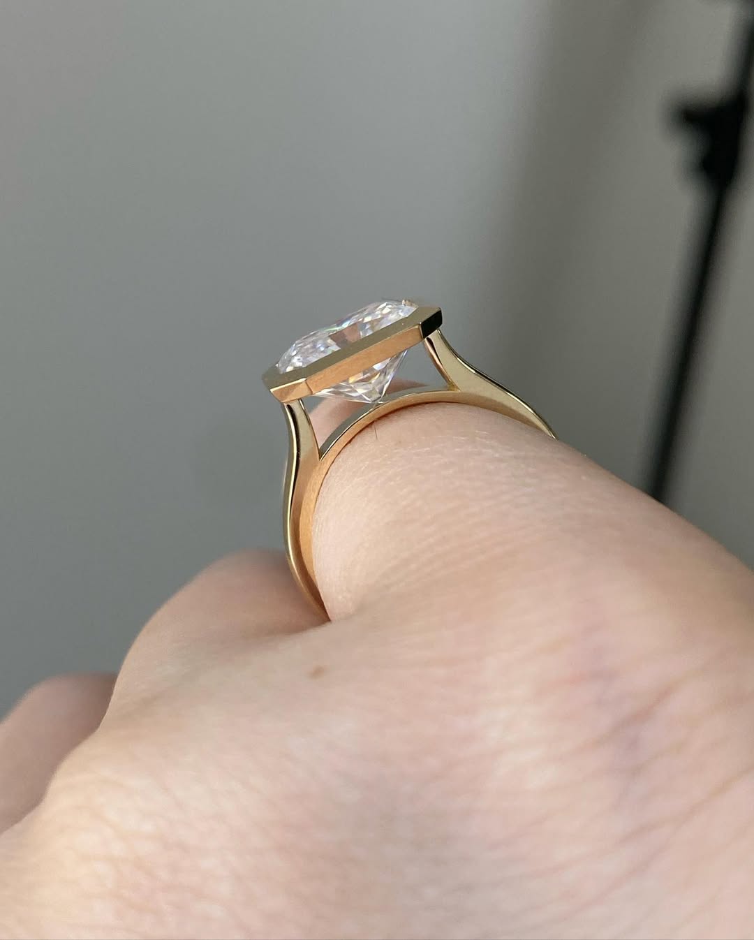 Radiant Cut Bezel Set Diamond Ring