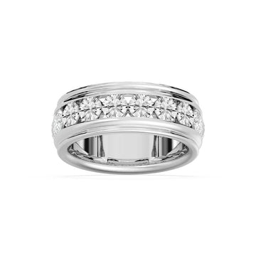 Round Cut Diamond Chhanel Setting Unique Men's Wedding Band
